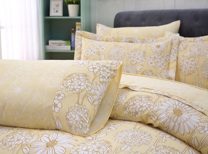 特大尺寸向日葵之夢-天絲兩用被床罩六件組【100%萊賽爾】帝王摺 - 寢具/床單/被套 - 絲．絹 黃色