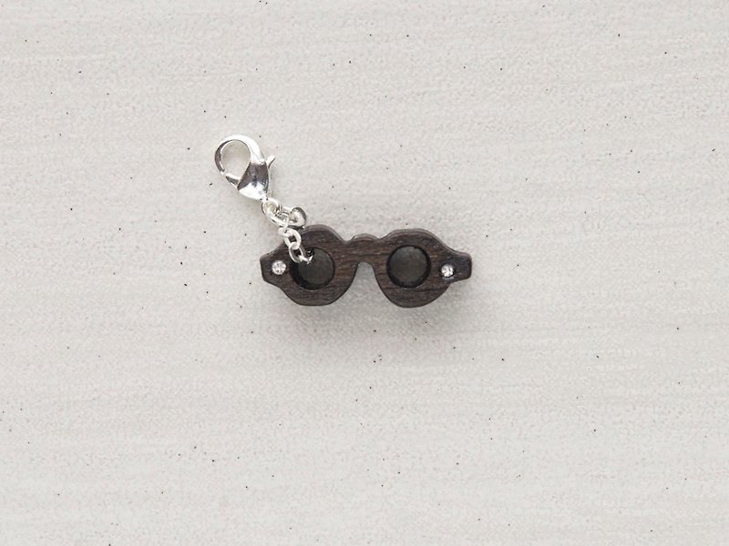 Glasses wooden charm (can choose gold / silver plated Lobster clasp) - Other - Wood Brown