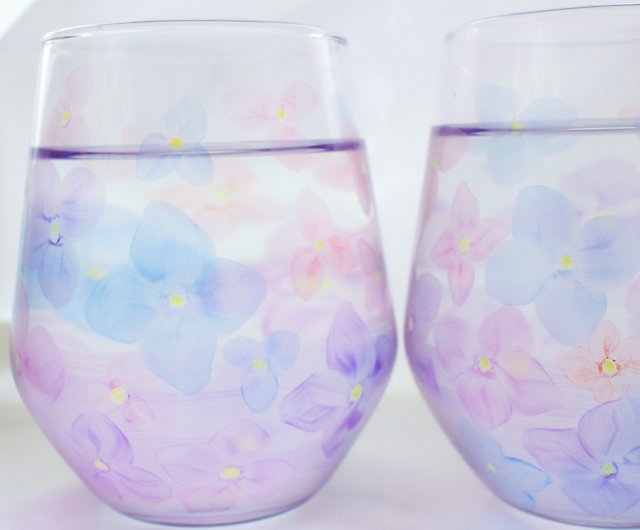 透き通る紫陽花のグラス - ショップ Blanche Neige グラス・コップ - Pinkoi