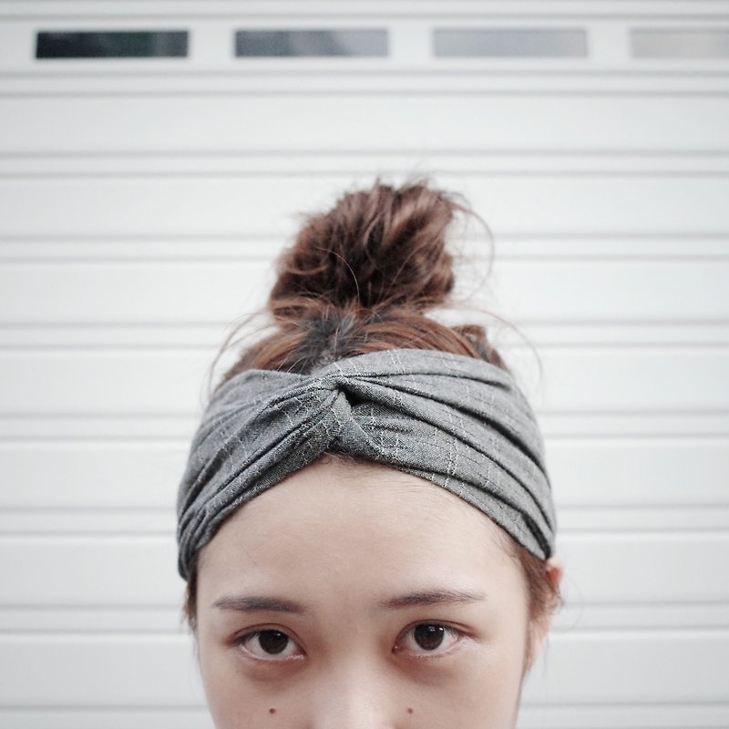 Iwai Mountain elastic Wide / handmade hair band - Hair Accessories - Paper Gray