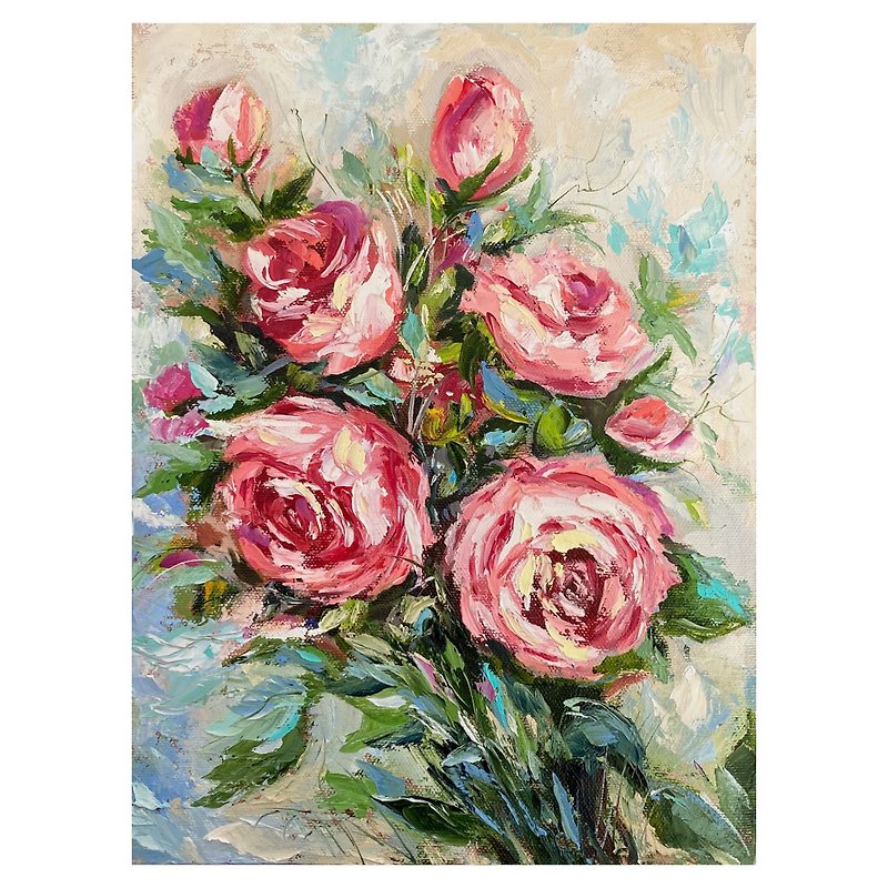 Roses painting Flowers oil original artwork Abstract Flower art on canvas