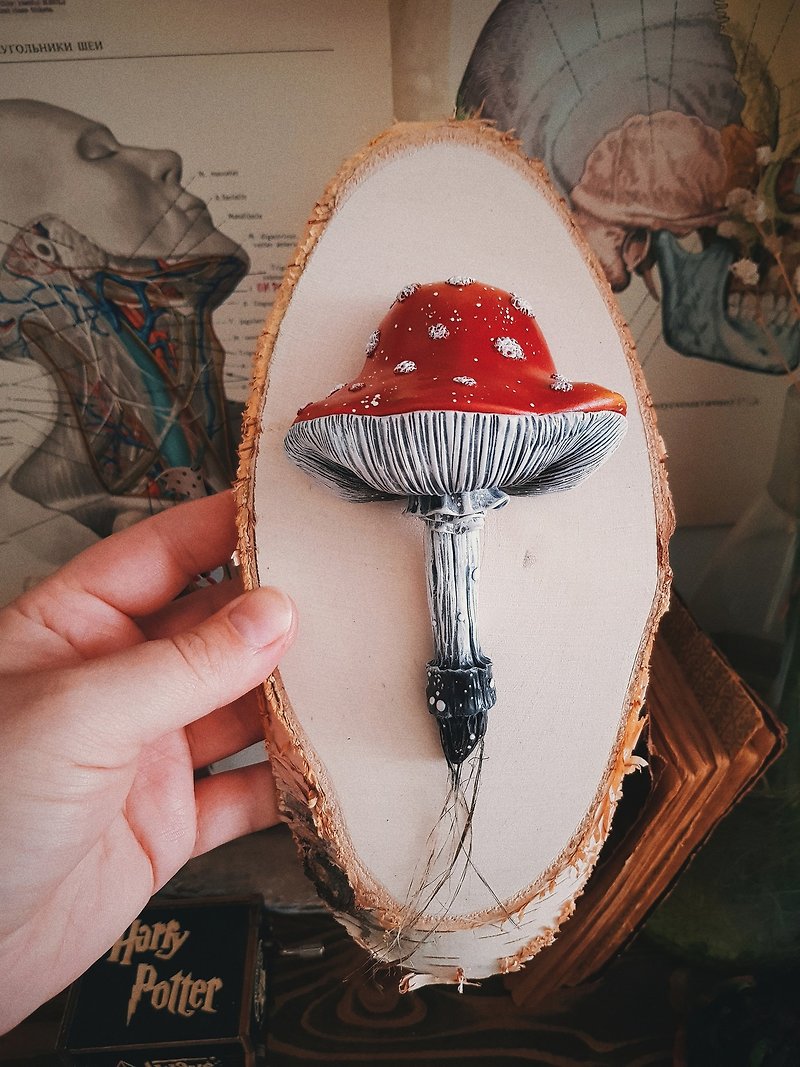 mushroom on a tree - Stuffed Dolls & Figurines - Other Materials Red