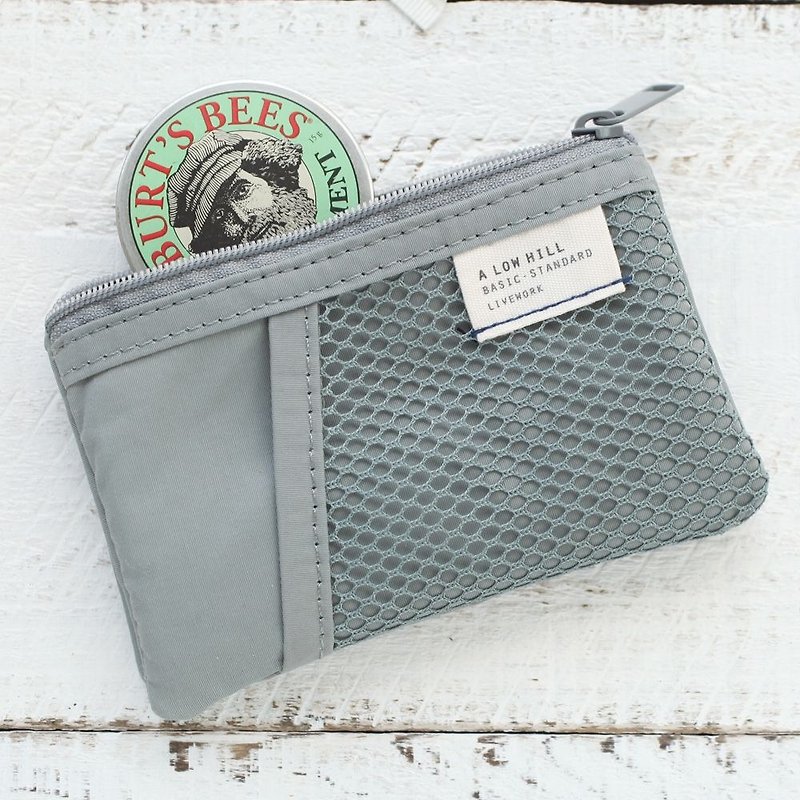 Livework casual style double ticket card purse - texture gray, LWK51561 - กระเป๋าใส่เหรียญ - พลาสติก สีเทา