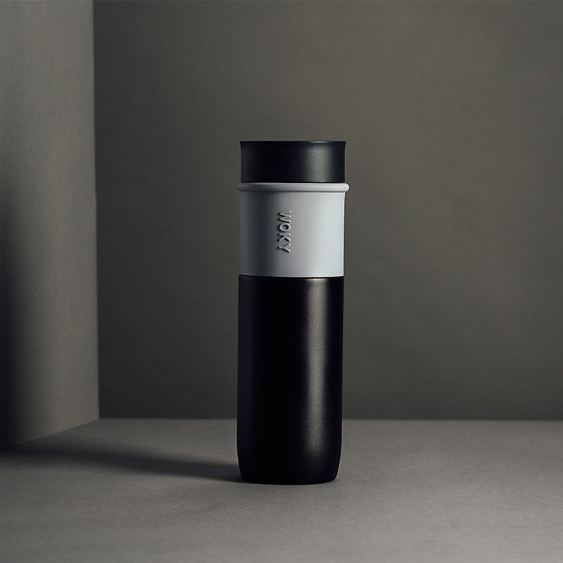 陶 保溫瓶/保溫杯 黑色 - WOKY 沃廚 -JIN真瓷系列 極簡輕量陶瓷保溫瓶580ML-黑色