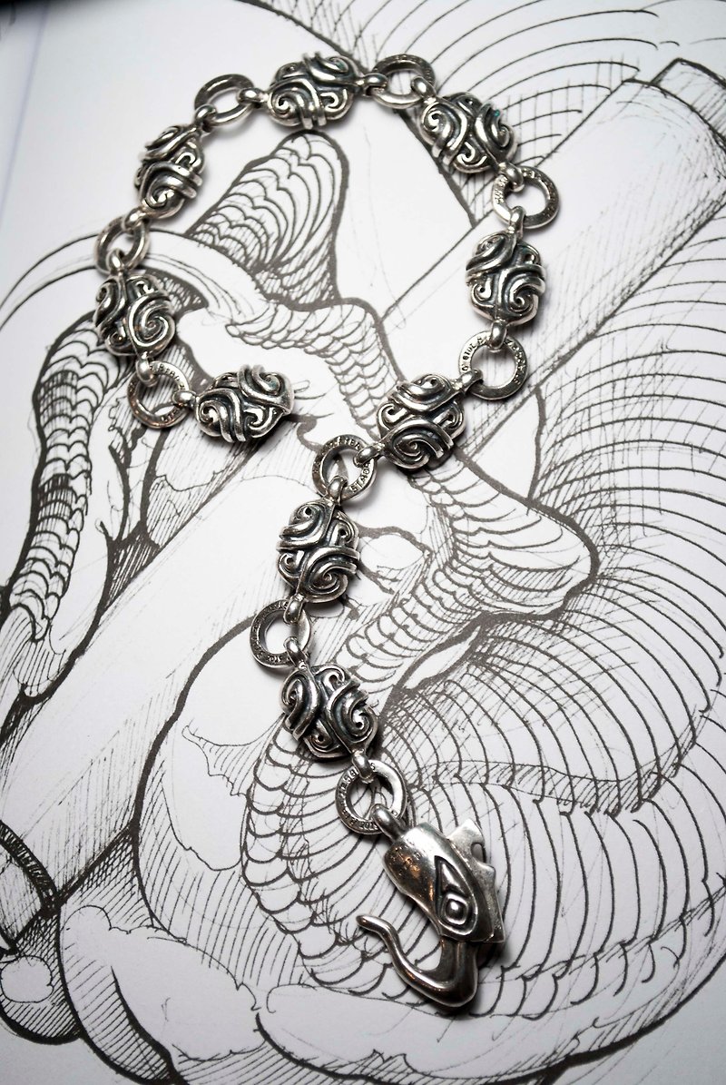 Bronze Souls/Handmade Silver/Bracelet/Floating Pattern Bracelet - สร้อยข้อมือ - เงินแท้ สีเงิน