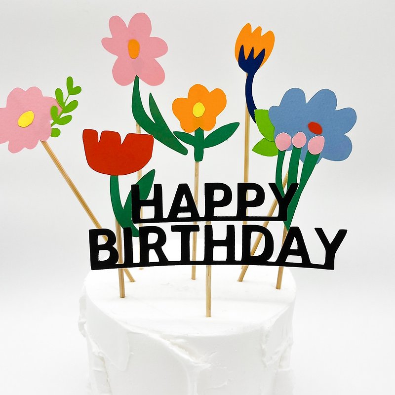 Cake Topper Flower Kitsch Decoration Birthday Party - Other - Paper Multicolor