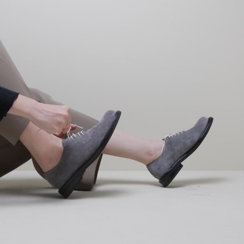 Bruchel shoes PS05 dark gray - รองเท้าหนังผู้หญิง - หนังแท้ สีเทา