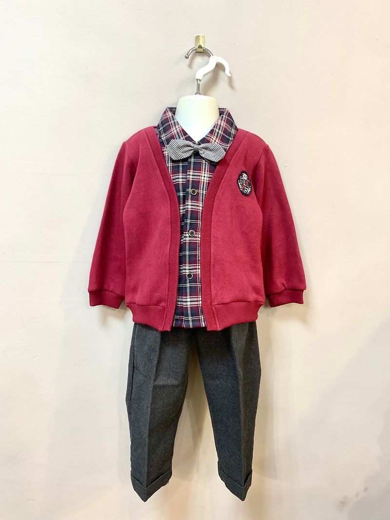 【童裝送禮】諾貝達卡文 男童假兩件套裝 / 紅色 - 男/女童裝 - 棉．麻 紅色
