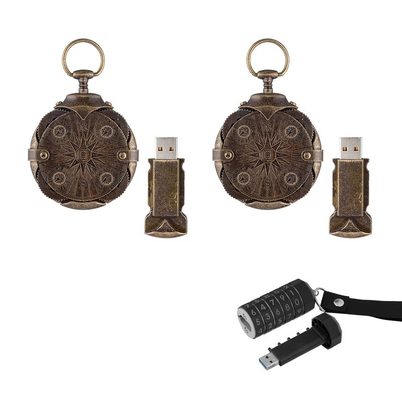 【3隻USB 震撼68折套裝優惠 】Compass密碼隨身碟64+32GB套裝 - USB 隨身碟 - 其他金屬 咖啡色