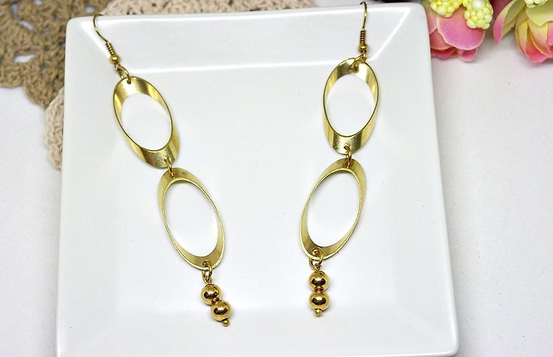 Other Metals Earrings & Clip-ons Gold - Pure Bronze frame * long * - hook earrings long earrings # # # # European and American style