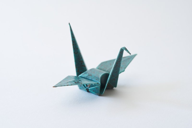 折鶴【日本製】ハンドメイドの緑青銅板製折り鶴 折り紙　orizuru - 裝飾/擺設  - 其他金屬 藍色