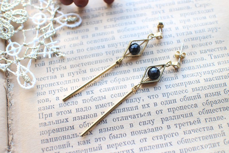 The black art-Black agate earrings - Earrings & Clip-ons - Other Metals 