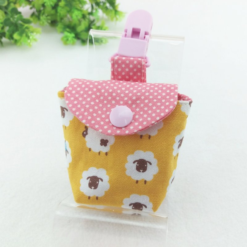 Happy sheep - 2 colors are optional. Pacifier storage bag (up to 40 embroidery name) - ขวดนม/จุกนม - ผ้าฝ้าย/ผ้าลินิน สึชมพู