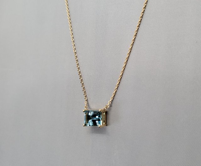 K18 エメラルド、K18ミラーカット ネックレス K18 エメラルドカット ネックレス レディース 地金 18K 18金