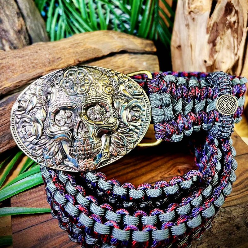 Paracord belt-SANTA MUERTE paracord belt (Ukraine) - Belts - Nylon 