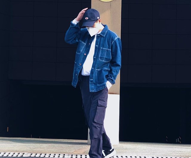 CITYBOY Japanese Multi-pocket Contrast Color Line Tooling Denim