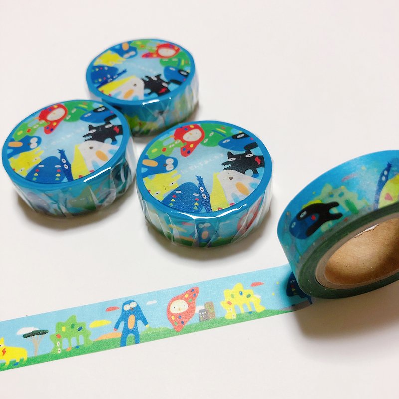 Paper Washi Tape Blue - いきものマスキングテープ
