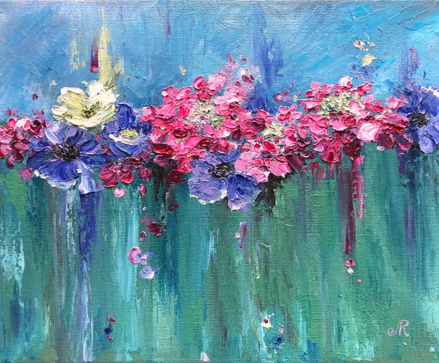 花の油絵 オリジナルの花の絵 - ショップ ArtLolitaRos ポスター・絵