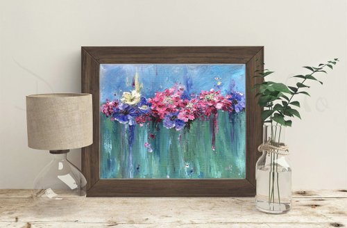 油絵　花の絵 花の油絵 オリジナルの花の絵 - ショップ ArtLolitaRos ポスター