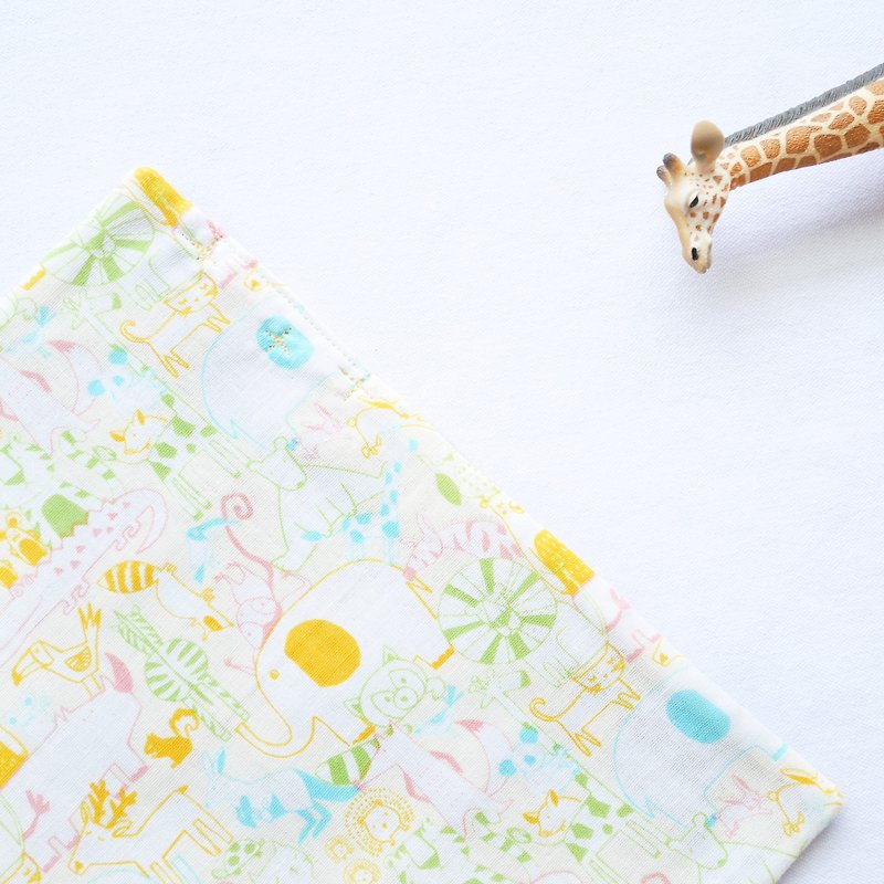 Organic cotton handkerchief embroidered towel Haas nn ka chi - ZOO - Bibs - Cotton & Hemp Green