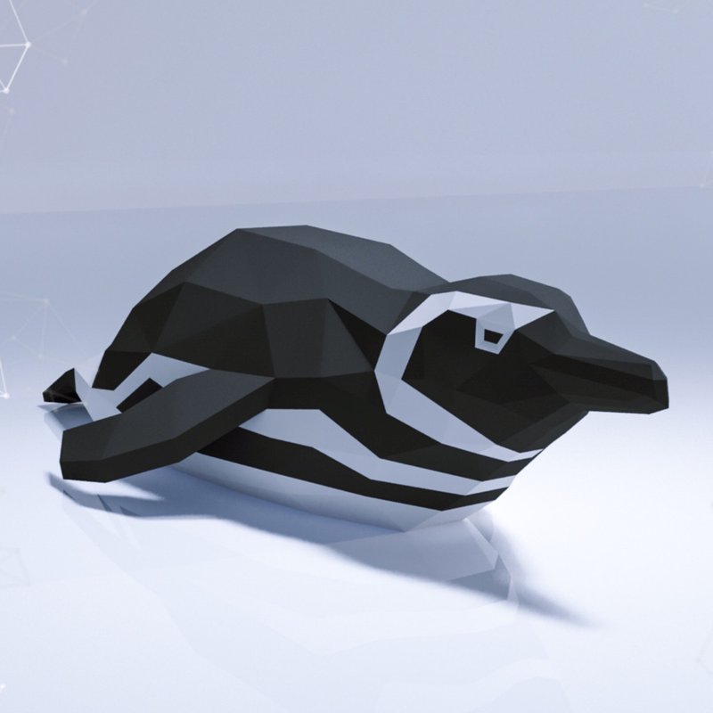 Lying Magellanic Penguin Papercraft, Pdf, Gurko, Pepakura, Template, 3D Origami - 手工藝教學/工具書 - 其他材質 