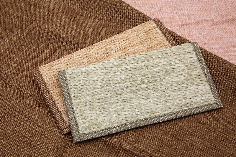 [Paper cloth home] Paper thread weaving long clip / leather clip paper fiber pure plant straw green / straw yellow