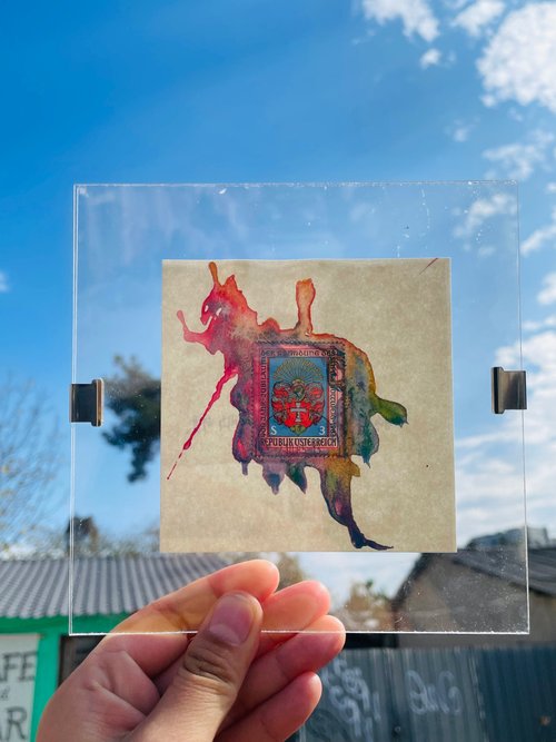 83歳 オーストリアスタンプカラーシリーズ 手描き水彩装飾画