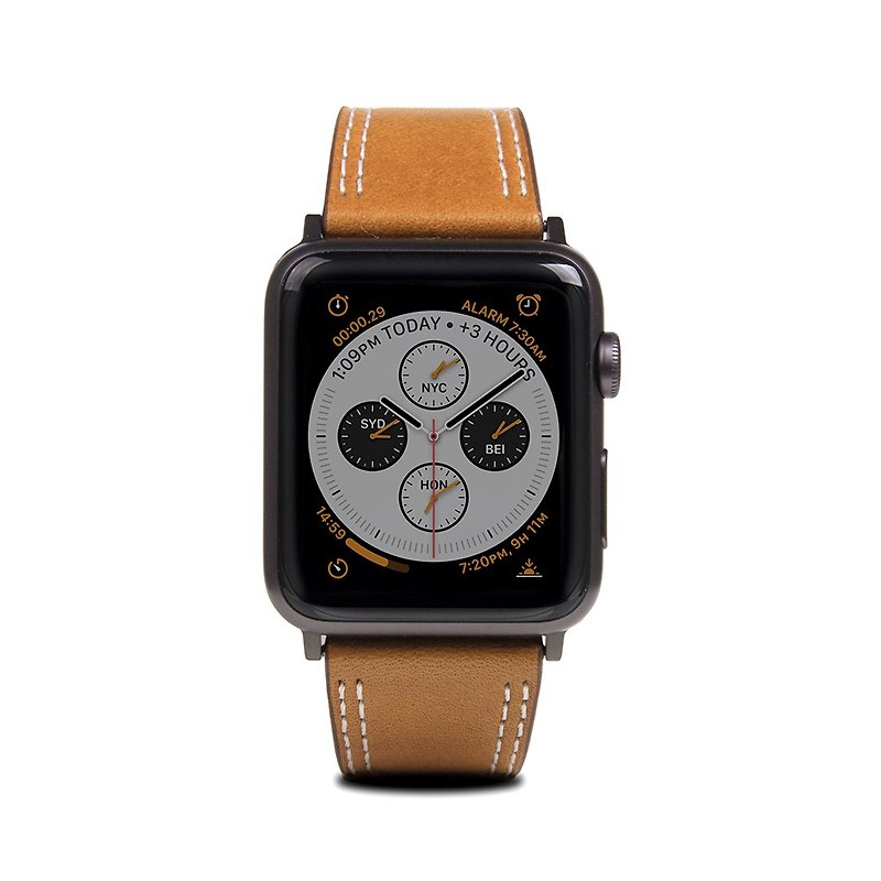 SLG Design Apple Watch 42mm/44mm D+ ITL Dual Car Line Retro Leather Strap - Other - Nylon Multicolor
