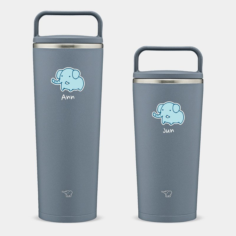 [Customized Gift] Elephant English Name Japanese Zojirushi Ring Tumbler PU024 - กระบอกน้ำร้อน - สแตนเลส สีน้ำเงิน