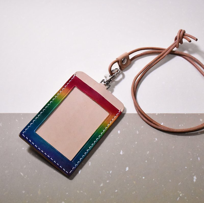 Rainbow ID Cover/Leather ID Cover/Free custom printing - ID & Badge Holders - Genuine Leather Multicolor