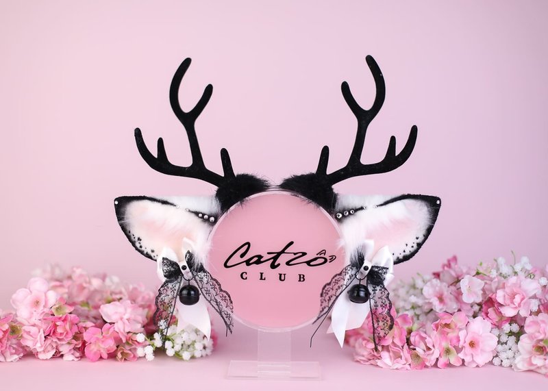 White and Grey Deer Ears - 髮圈/髮夾 - 其他人造纖維 灰色