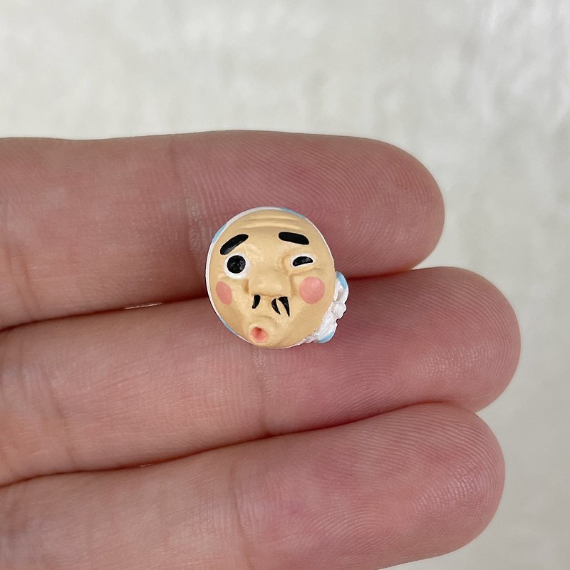 -Japanese Fire Man Mask-Earrings/ Clip-On/Collar Pins