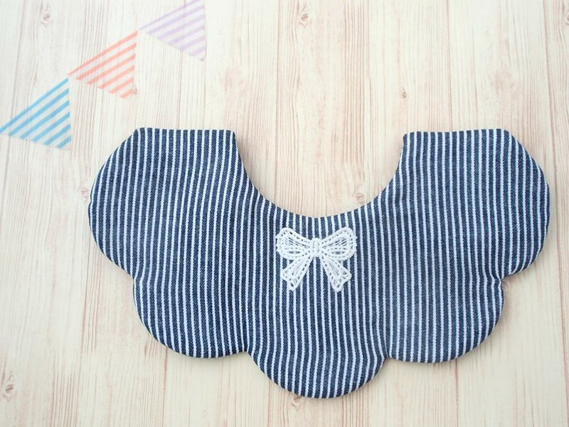 BABY BIB, 口水巾, Scalloped Bib, Reversible, Scalloped Bib, Japanese Bib, Baby Gift - 圍兜/口水巾 - 棉．麻 藍色
