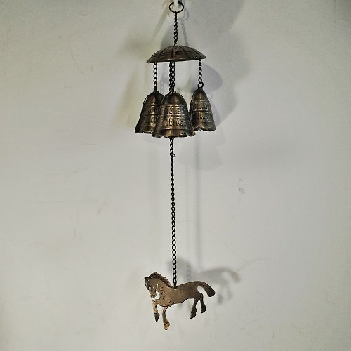 雷紋印古物屋 Raimonjirushi Vintage Vintage 老件 黃銅製 奔馬 銅鐘 造型 風鈴 掛飾 擺件 鈴聲清脆