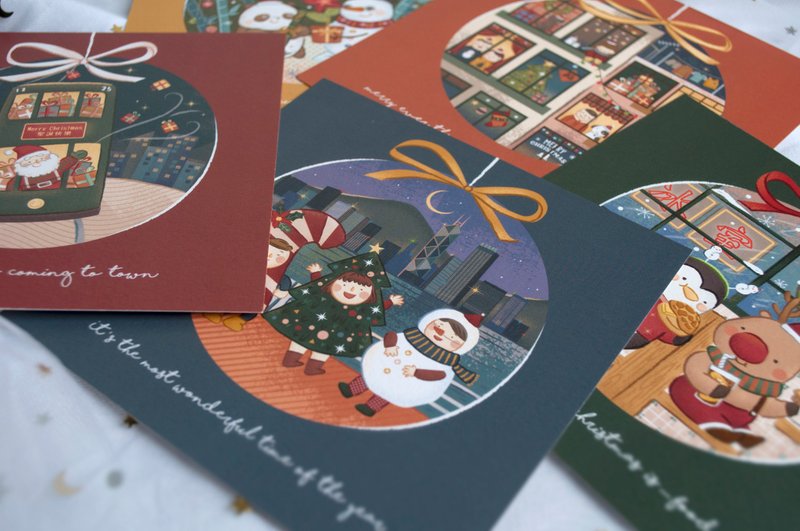 Hong kong style illustration christmas card - การ์ด/โปสการ์ด - กระดาษ สีแดง