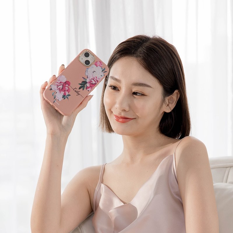 優雅淑女 蜜荔殼 蜜荔粉天然皮革殼 - iPhone客製化手機殼 - 手機殼/手機套 - 真皮 粉紅色