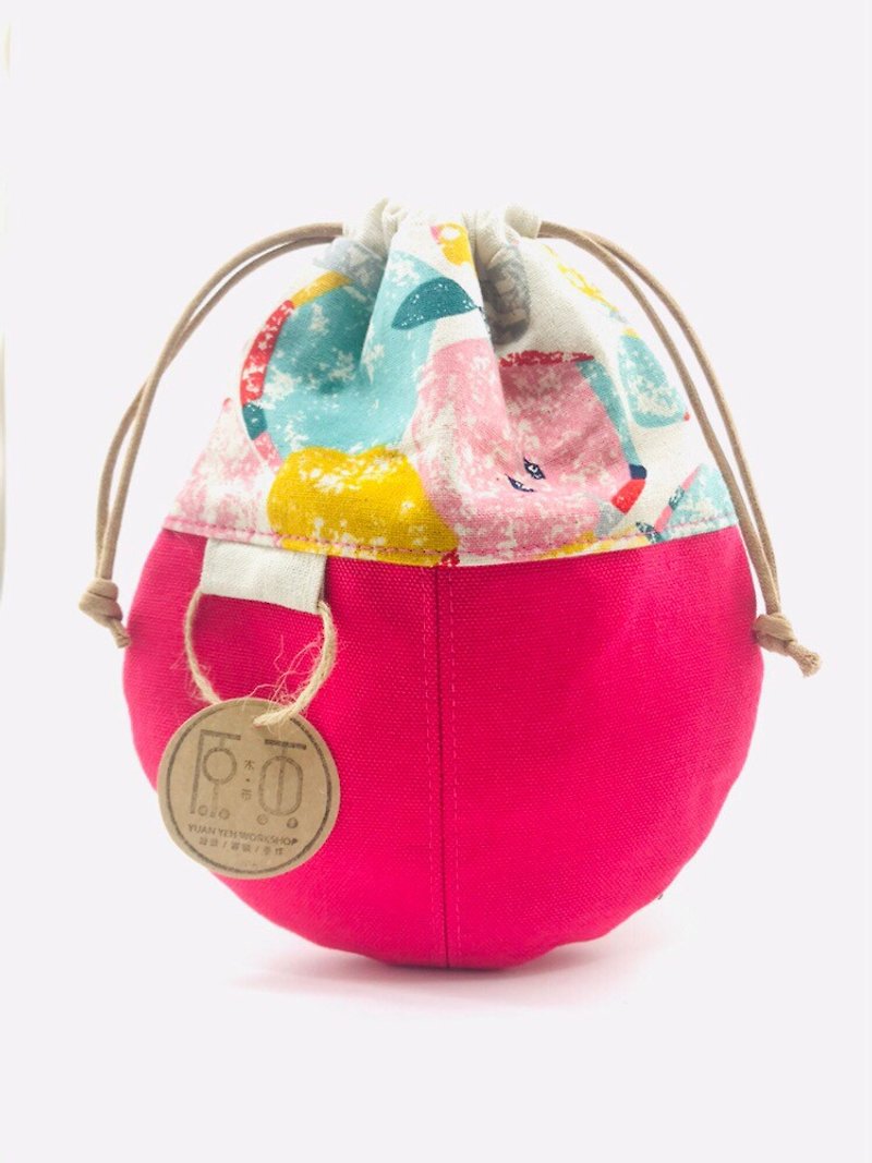 Waterdrop Pocket (Pink) - Drawstring Bags - Cotton & Hemp Pink