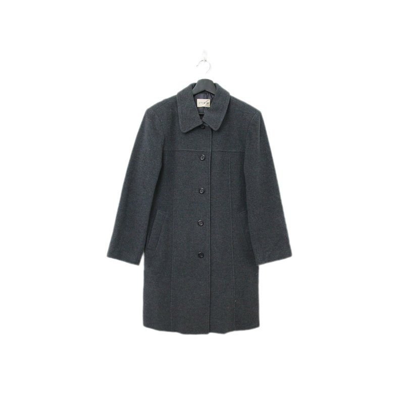 Back to Green-秋冬大衣外套 深灰 俐落版型 A-02/vintage - 女裝外套/大衣 - 羊毛 