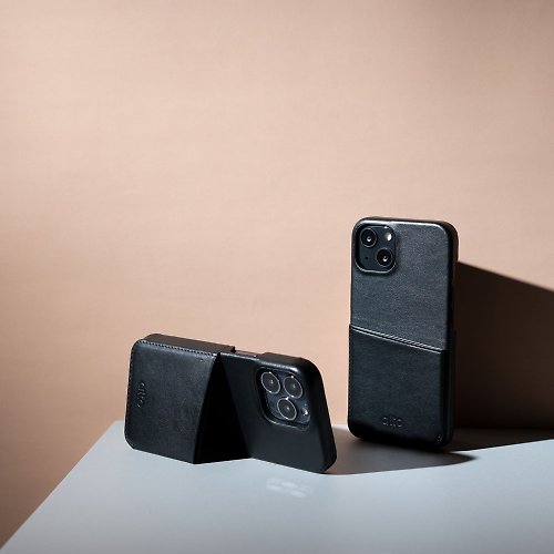 alto 【春天來了】插卡皮革手機殼 iPhone 13/Pro/Max - 渡鴉黑