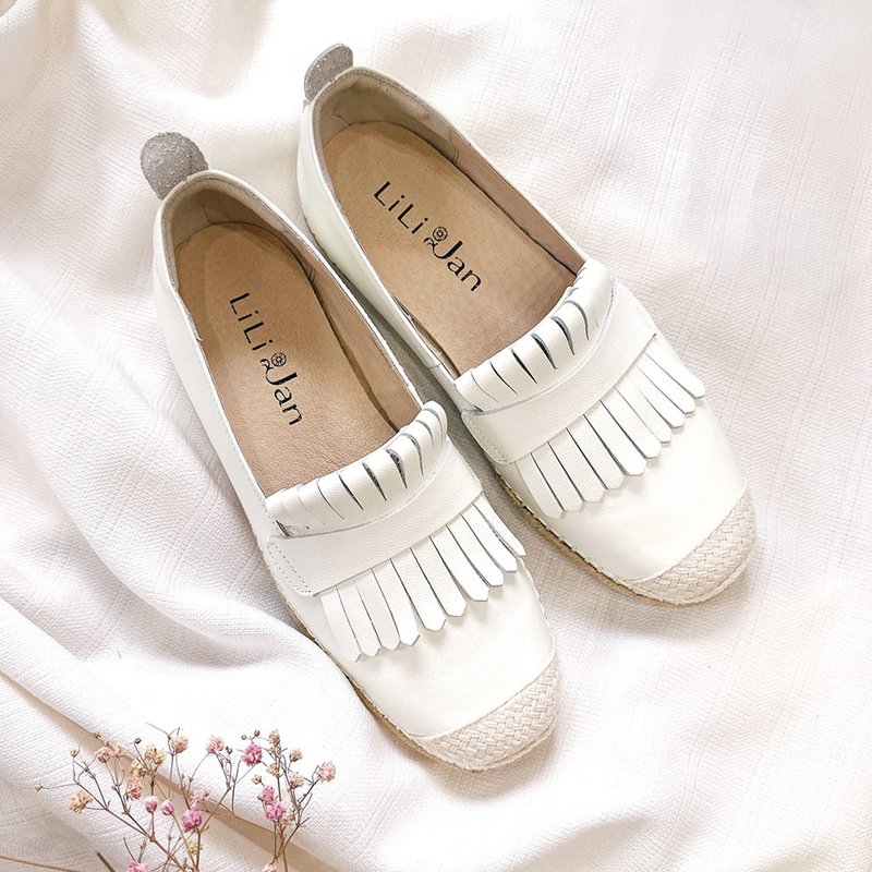 [Walking in the Garden] Soft leather Penny casual fisherman shoes_Camellia White - Women's Oxford Shoes - Genuine Leather White