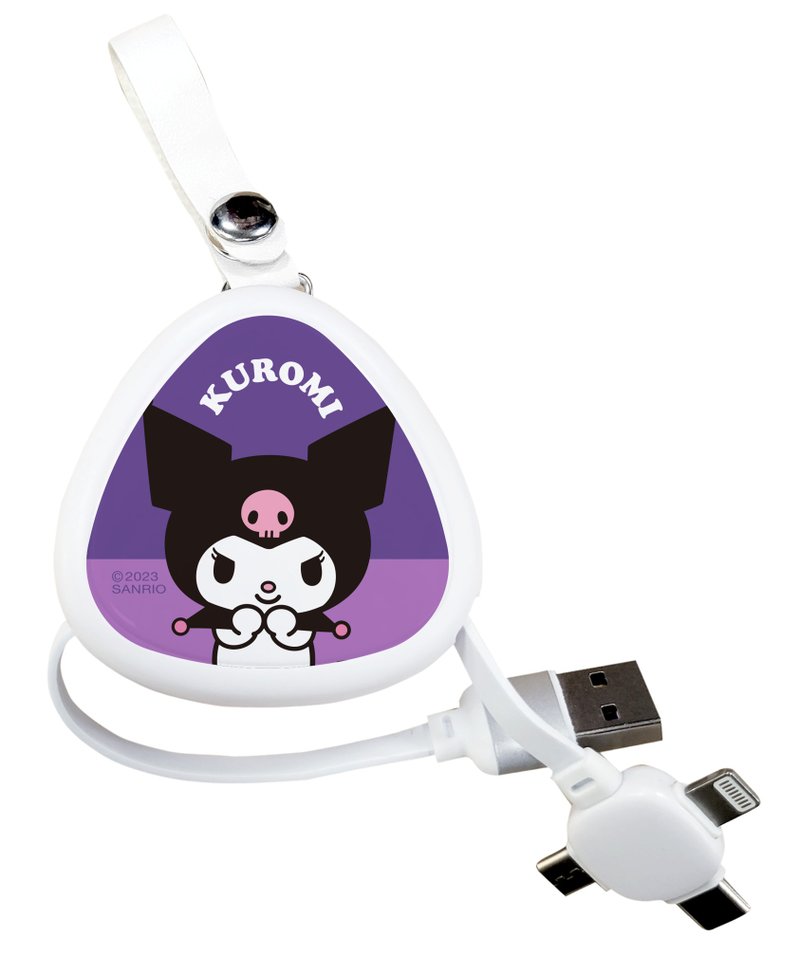 【Hong Man】Sanrio 3-in-1 retractable fast charging cable Big Head Coolomi - Chargers & Cables - Plastic Black