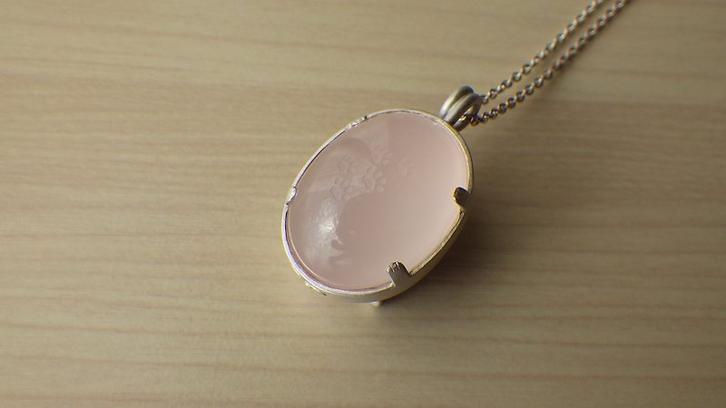 Sleeping Cat Pendant - Necklaces - Gemstone Pink