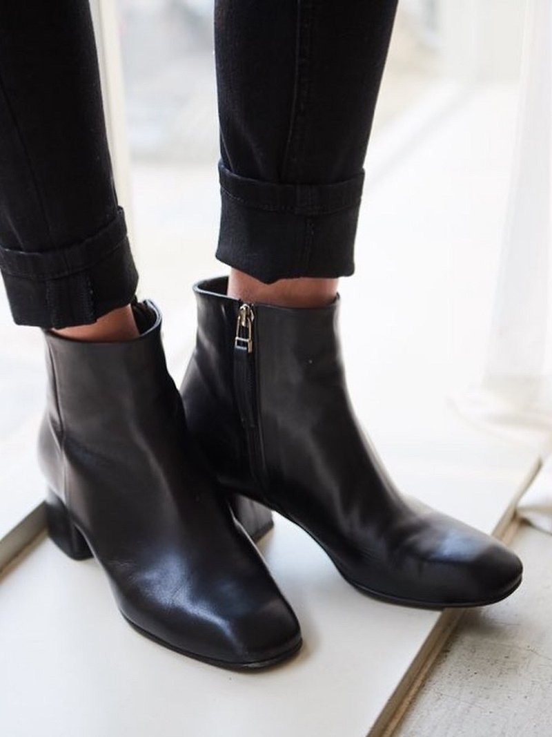 CARON ankleboots - รองเท้าบูทยาวผู้หญิง - หนังแท้ สีดำ