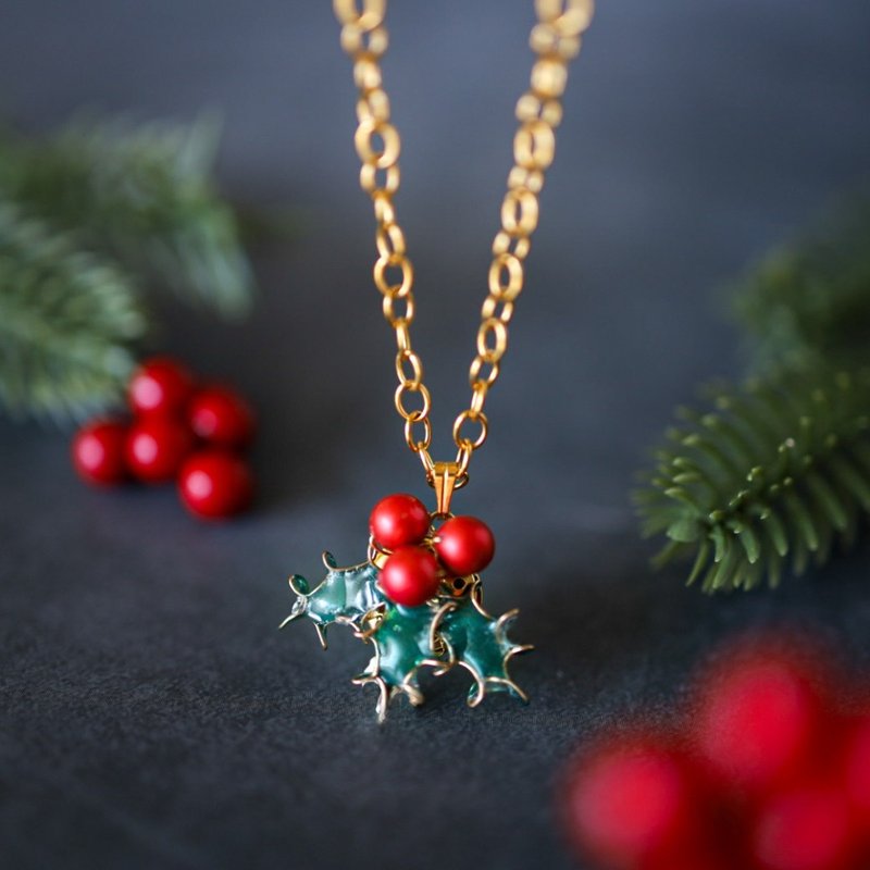 柊　ひいらぎ　のネックレス - 項鍊 - 樹脂 紅色