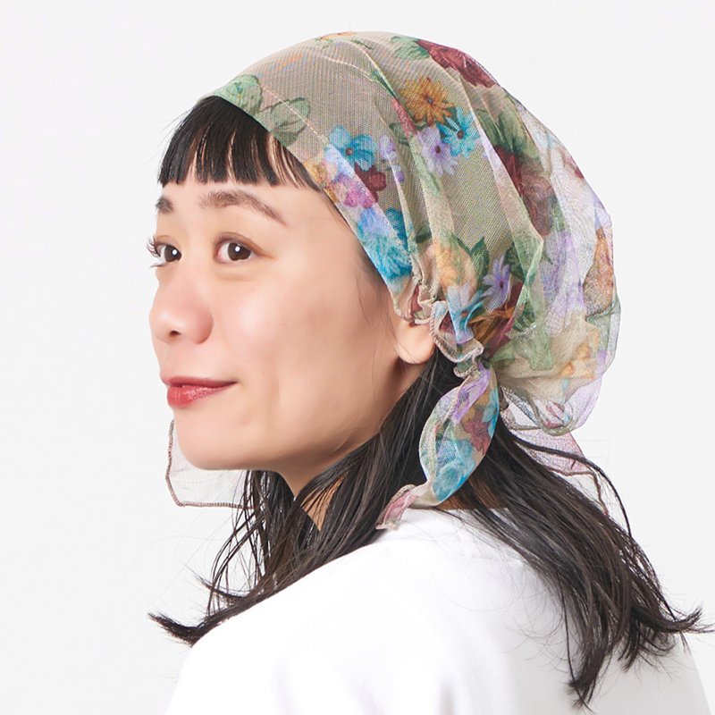 CHARM 花柄チュール NOINU エレガント ターバンキャップ - 帽子 - 聚酯纖維 金色