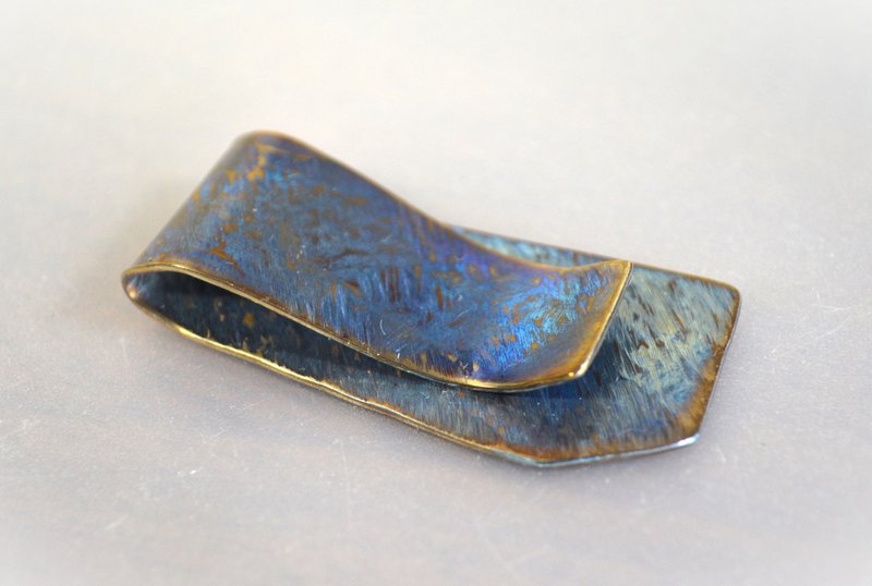 Titanium money clip・純チタンマネークリップ・モルフォB・50mm - 錢包/皮夾/長短夾 - 其他金屬 多色