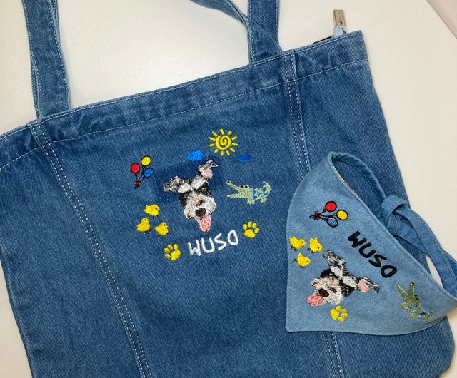 刺繍デニムバック No.609 デニムリメイク 刺繍バック ショルダー