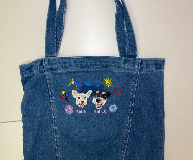 景秀特注刺繍風のカスタマイズと実用性の高いペット刺繍デニム