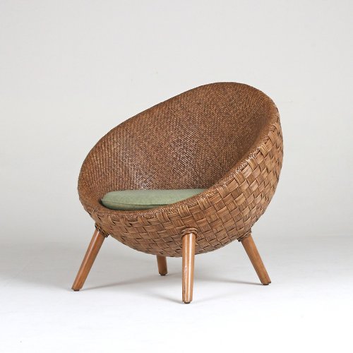 山茶花家具 藤椅-原木色-球體造型/室內椅/Indoor