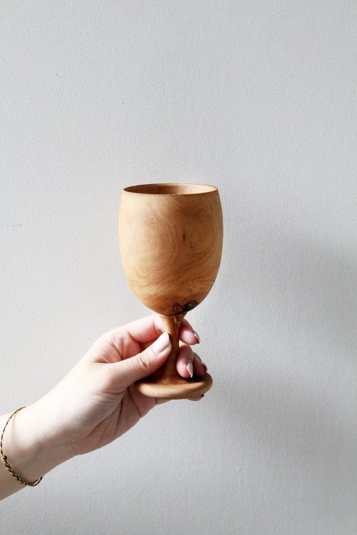 Handcrafted Olive Wood Wine Cup/ Goblet - Shop folksyfinds Bar